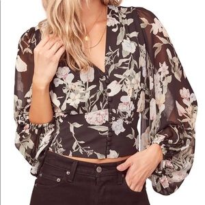 ASTR Cropped Floral Blouse, XS